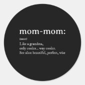 Mommom Cadeaudefinitie Oma Mama-Mama Moederdag Ronde Sticker (Voorkant)
