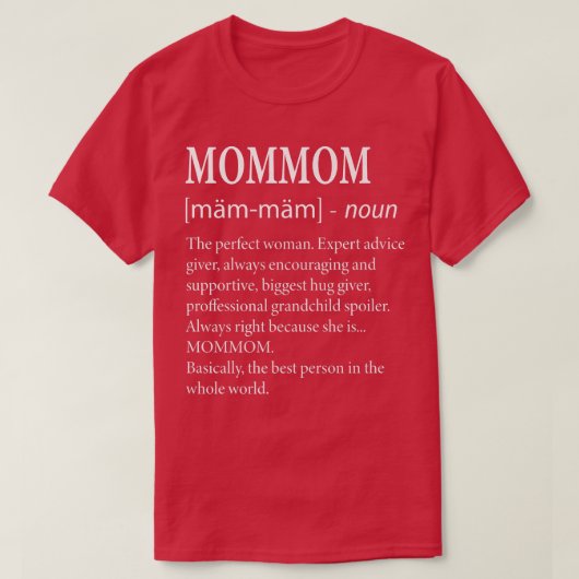 Mommom Definition Funny Grandma T-shirt (Design voorkant)