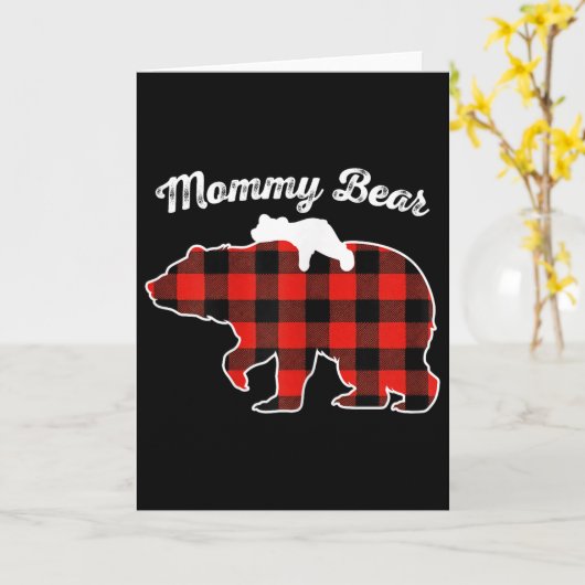 Mommy Bear Flannel Red Plaid Pajama Family Matchin Kaart (Gele Bloem)