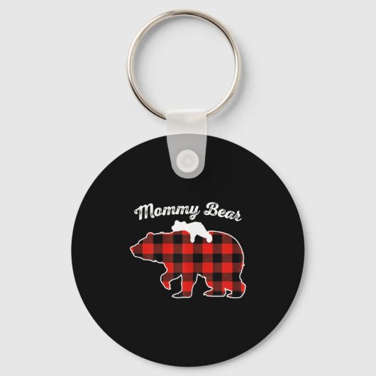 Mommy Bear Flannel Red Plaid Pajama Family Matchin Sleutelhanger (Voorkant)