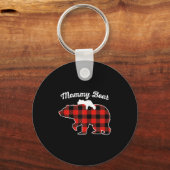 Mommy Bear Flannel Red Plaid Pajama Family Matchin Sleutelhanger (Voorkant)