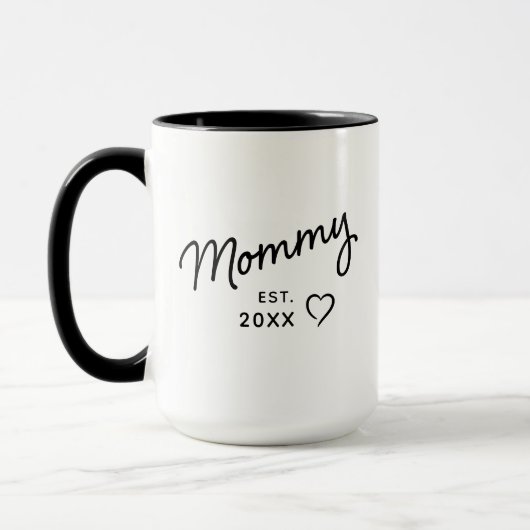 Mommy Black and White Minimalist Est Year Mok (Links)