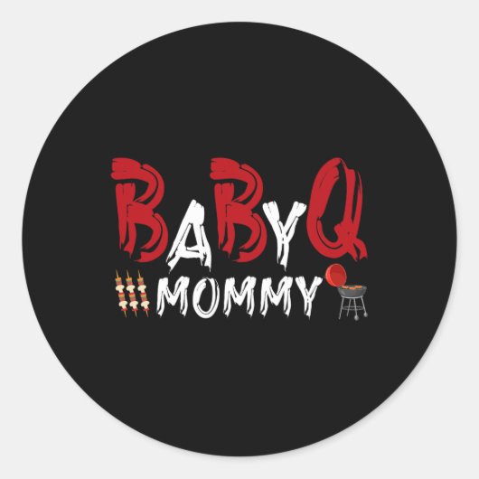 Mommy Byby BBQ Ronde Sticker (Voorkant)