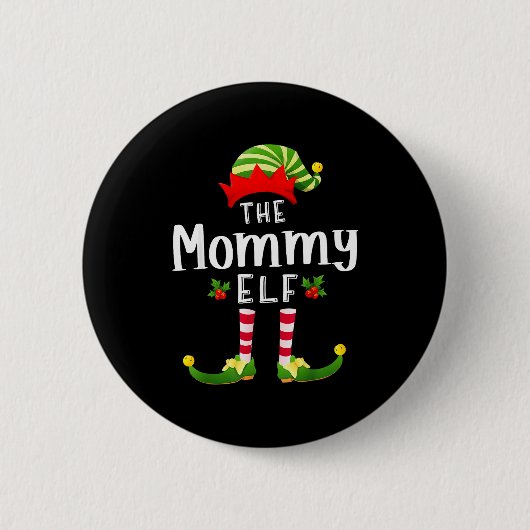 Mommy Christmas Elf Matching Pajama X-mas Party  Ronde Button 5,7 Cm (Voorkant)