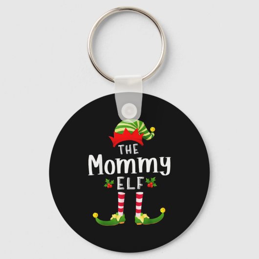 Mommy Christmas Elf Matching Pajama X-mas Party Sleutelhanger (Voorkant)