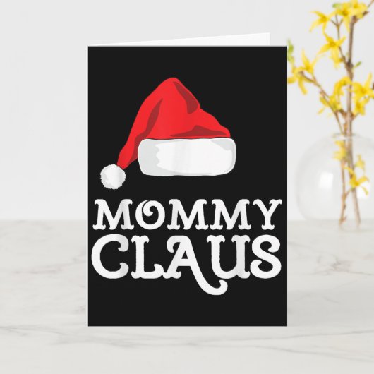 Mommy Claus Christmas Santa's Hat Pajama Family Xm Kaart (Gele Bloem)