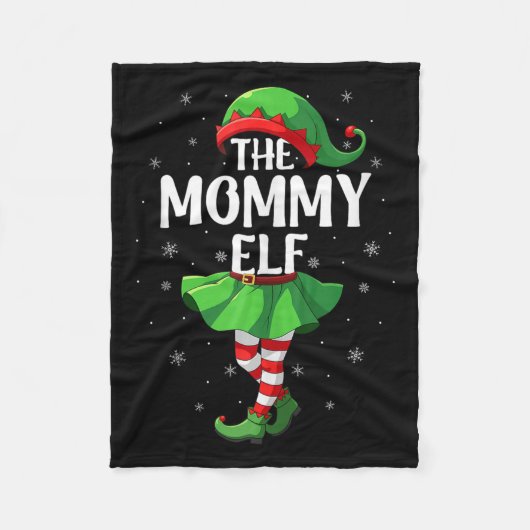 Mommy Elf Christmas Girls Women Elf Squad Xmas Fam Fleece Deken (Voorkant)