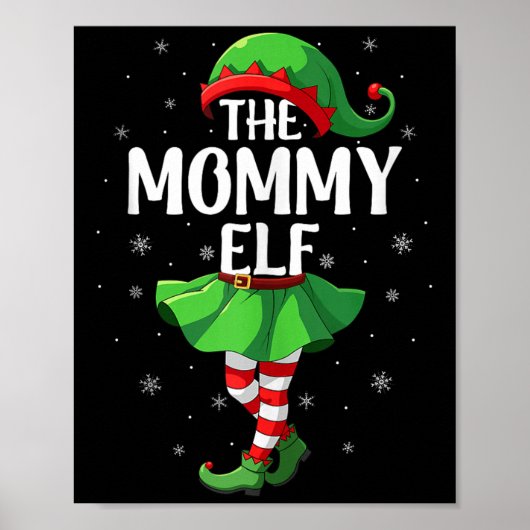 Mommy Elf Christmas Girls Women Elf Squad Xmas Fam Poster (Voorkant)
