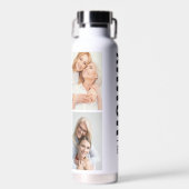 Mommy Established | Custom Date 4 Photo Collage Waterfles (Voorkant)