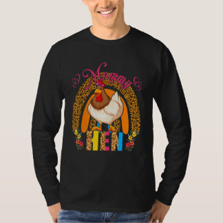 Mommy Hen Cute Floral Chicken Bow Tie Rainbow Moth T-shirt