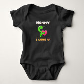 "Mommy I Love U" Cute Baby Alien Heart Romper (Voorkant)