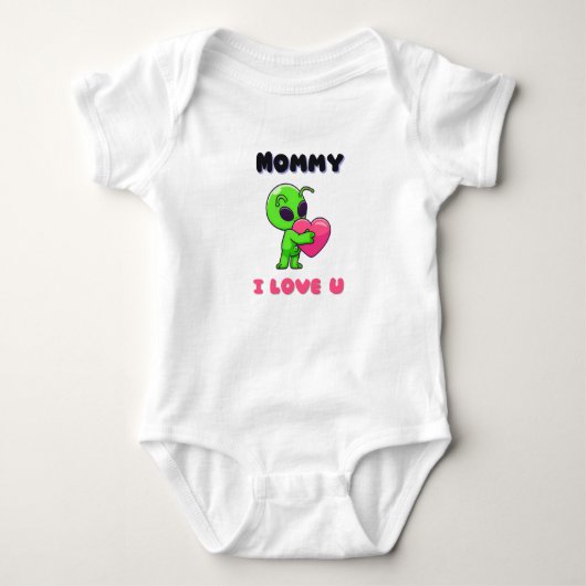 "Mommy I Love U" Cute Baby Alien Heart Romper (Voorkant)