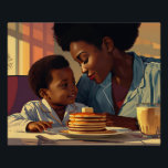 Mommy, Me and Pancakes Perfect Poster<br><div class="desc">This AI design expresses motherhood. Using brilliant lighting and the joy of pancakes design fits well in anyone's Office any room in your home or maybe even a restaurant.</div>