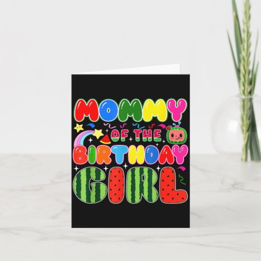 Mommy Of The Birthday Girl Melon Family Matching F Kaart (Voorkant)