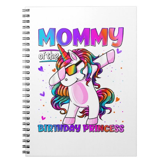 Mommy of the Birthday Princess Girl Dabbing Unicor Notitieboek (Voorkant)