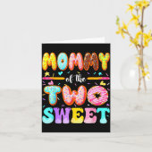 Mommy Of The Two Sweet Donut 2nd Birthday Girl  Kaart (Gele Bloem)