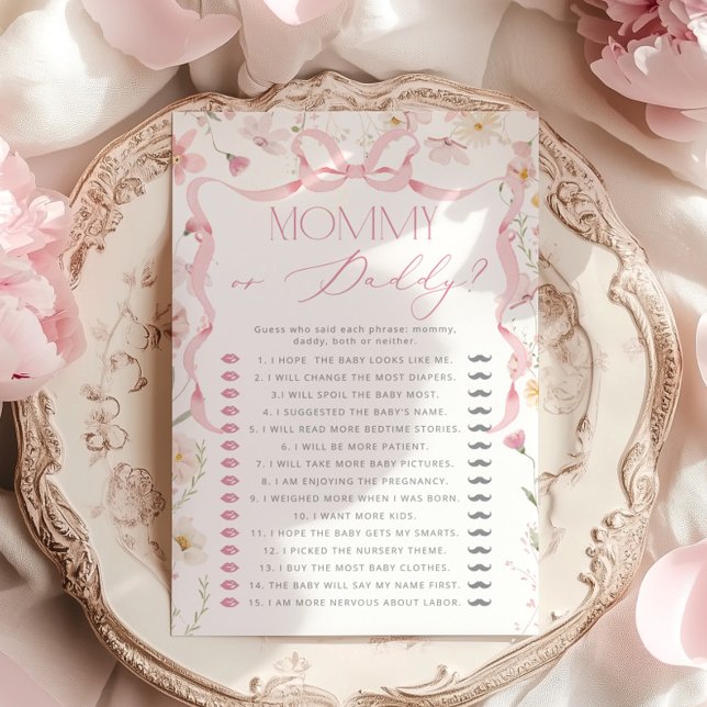  Mommy or Daddy Pink Bow Guess Who Floral game (Creator heeft geüpload)