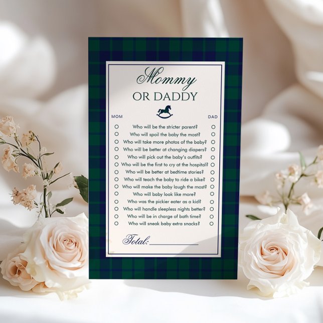 Mommy or Daddy Rocking horse Navy Plaid game (Creator heeft geüpload)