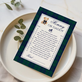 Mommy or Daddy Teddy Bear Navy Plaid game
