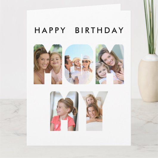 MOMMY Photo Letter Cutout Birthday Kaart (Voorkant)