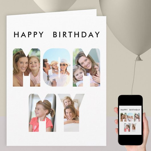 MOMMY Photo Letter Cutout Birthday Kaart