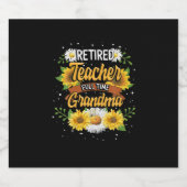 Mommy Retired Teacher Full Time Grandma Retirement Sparkling Wijnetiket (Enkel label)