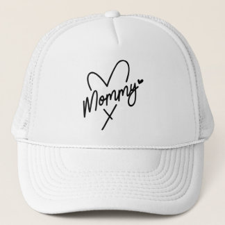 Mommy Simple Modern Script Typography Heart Trucker Pet