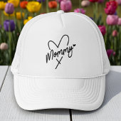 Mommy Simple Modern Script Typography Heart Trucker Pet