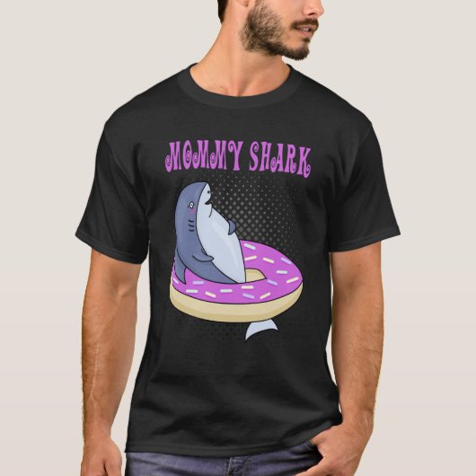 Mommy Swimming Shark Donut Cute Merch T-shirt (Voorkant)