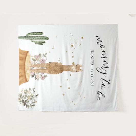 Mommy to be alpaca backdrop wandkleed (Voorkant (horizontaal))