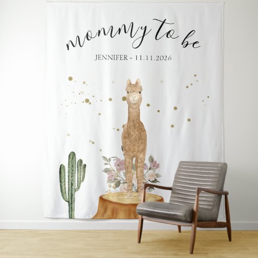 Mommy to be alpaca backdrop wandkleed (In situ)