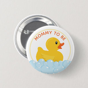 Mommy-to-Be Baby shower Button   Schattige geel ru
