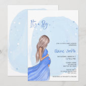 Mommy to Be Blue Its a Boy Baby Shower Invitation Kaart (Voorkant / Achterkant)