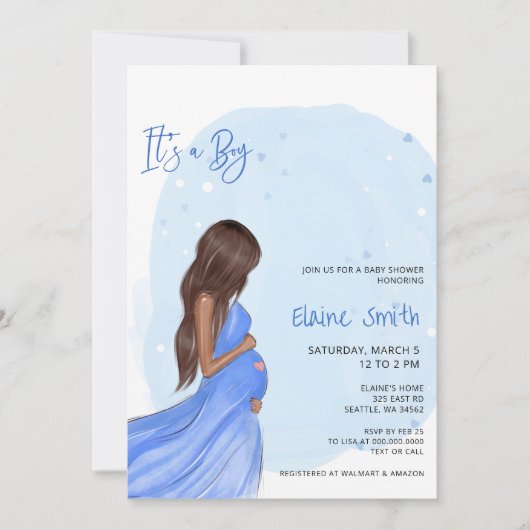 Mommy to Be Blue Its a Boy Baby Shower Invitation Kaart (Voorkant)