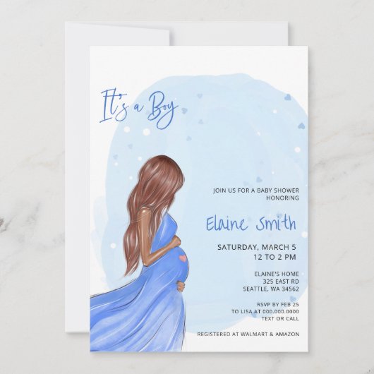 Mommy to Be Blue Its a Boy Baby Shower Invitation Kaart (Voorkant)