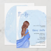 Mommy to Be Blue Its a Boy Baby Shower Invitation Kaart (Voorkant / Achterkant)