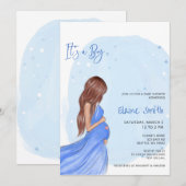 Mommy to Be Blue Its a Boy Baby Shower Invitation Kaart (Voorkant / Achterkant)