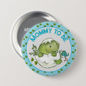 Mommy To Be Cute Hatching Dino Baby Shower Button  (Voorkant /achterkant)