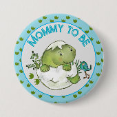 Mommy To Be Cute Hatching Dino Baby Shower Button  (Voorkant)
