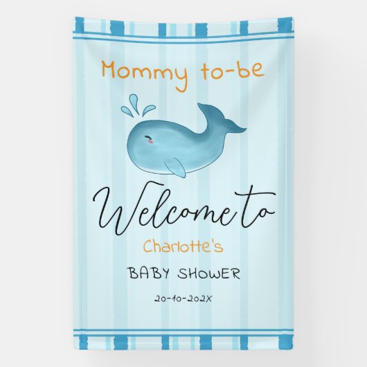 Mommy To Be Cute Whale Baby Shower Spandoek (Verticaal)