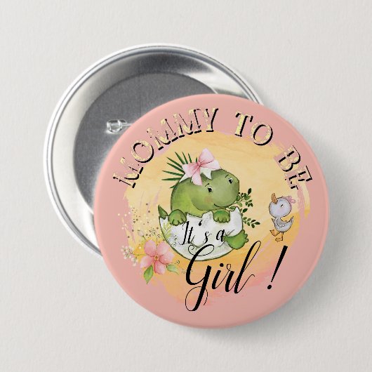 Mommy to Be - It's a Girl! Pink Baby Shower Button (Voorkant /achterkant)