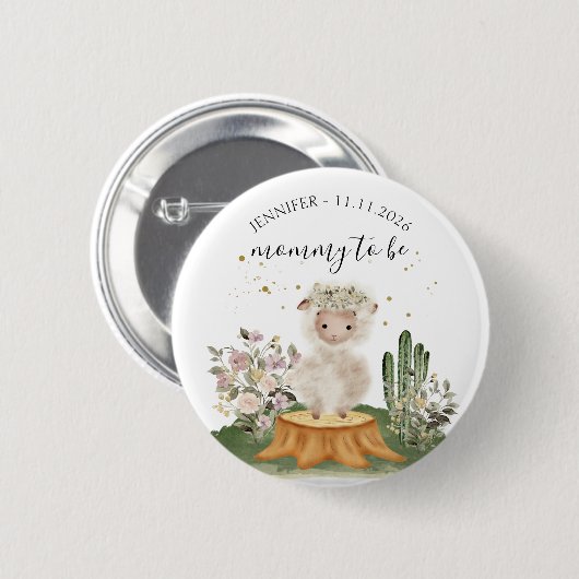 Mommy to be Sheep woodland animal Ronde Button 5,7 Cm (Voorkant /achterkant)