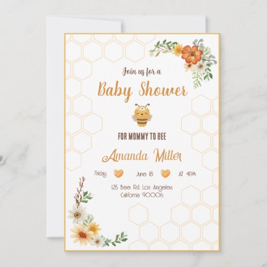 Mommy To Bee Baby Shower Invitation Card Kaart (Voorkant)