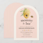 Mommy To Bee Blush Pink Bumblebee Baby Shower Kaart (Voorkant / Achterkant)