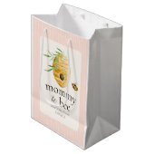 Mommy To Bee Bumblebee Blush Pink Baby Shower  Medium Cadeauzakje (Voorkant Gekanteld)