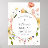 Mommy to Bee Floral Bridal Shower Welcome Poster (Voorkant)