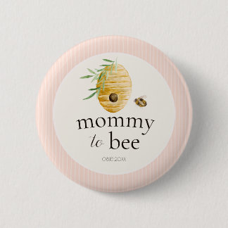Mommy To Bee Girl Bumblebee Baby Shower Family Pin Ronde Button 5,7 Cm