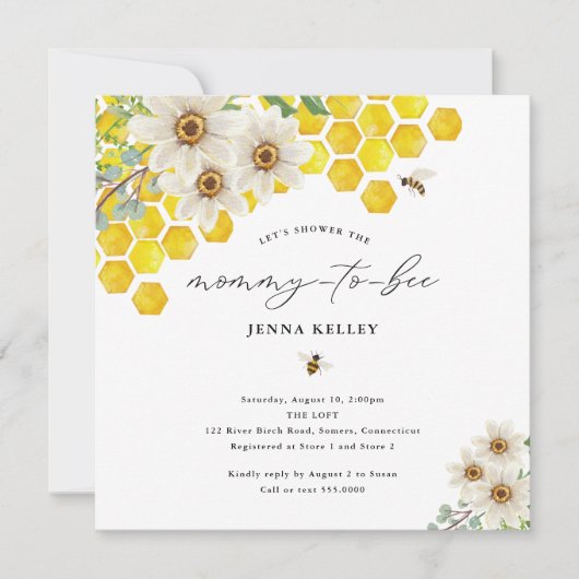 Mommy to Bee, Honey Bee & Daisies Baby Shower (Voorkant)