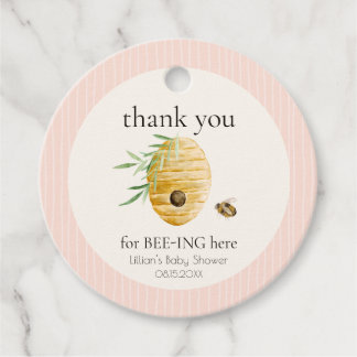 Mommy To Bee Striped Blush Pink Girl Baby Shower  Bedankjes Labels