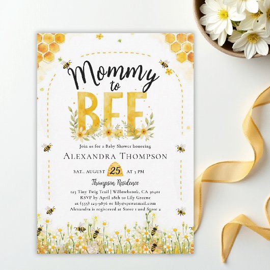 Mommy to Bee Wildflowers Honey Arch Baby Shower Kaart